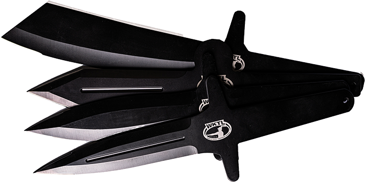 A variety of throwing knives from the World Knife Throwing League